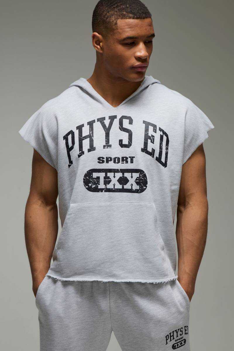 Man Active ärmelloser Hoodie - Grau - 2XL, Grau von boohooman