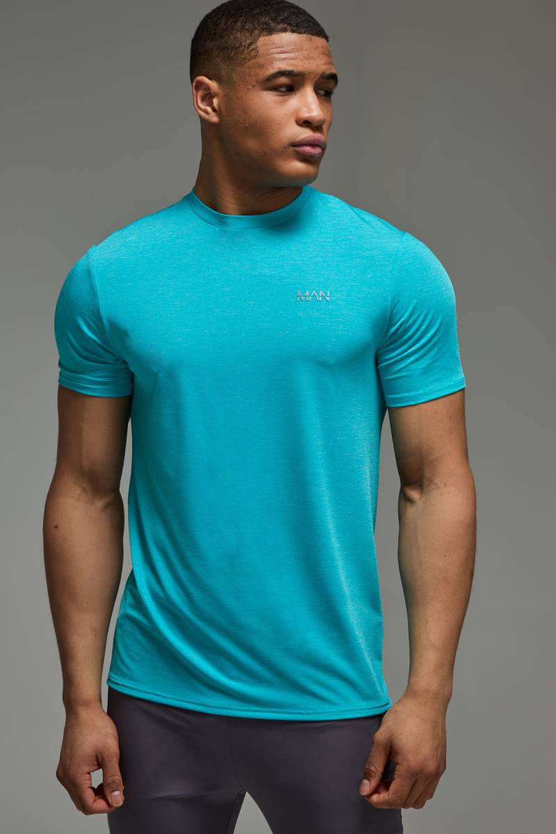 Man Active meliertes T-Shirt - Blau - XS, Blau Man Active meliertes T-Shirt - Blau - XS, Blau von boohooman
