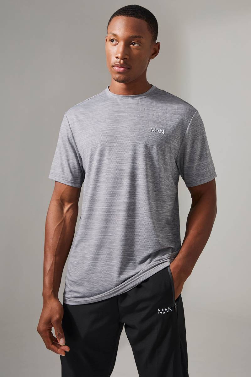 Man Active meliertes T-Shirt - Grau - XS, Grau Man Active meliertes T-Shirt - Grau - XS, Grau von boohooman
