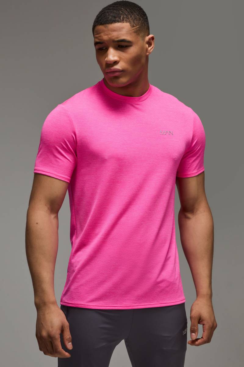 Man Active meliertes T-Shirt - Rosa - XS, Rosa Man Active meliertes T-Shirt - Rosa - XS, Rosa von boohooman