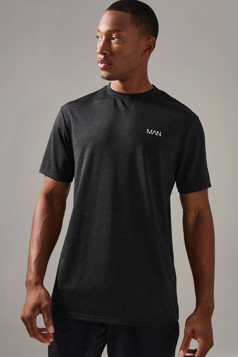 Man Active meliertes T-Shirt - Schwarz - XS, Schwarz von boohooman