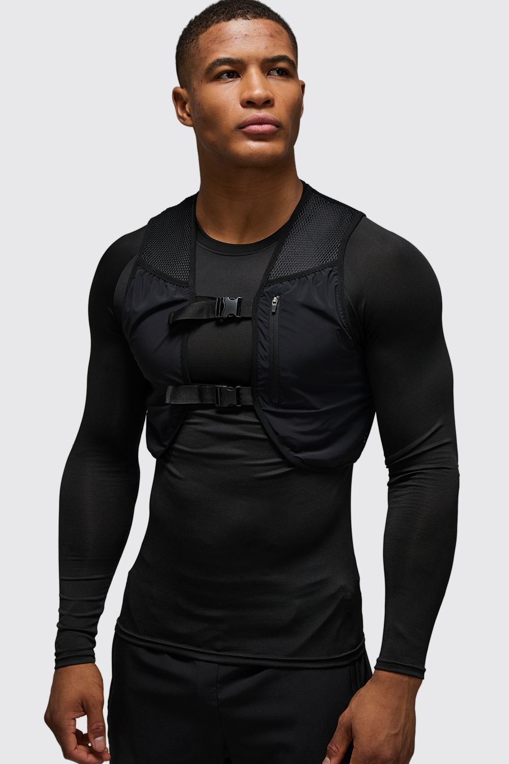 Man Active vesttop - Schwarz - S, Schwarz von boohooman