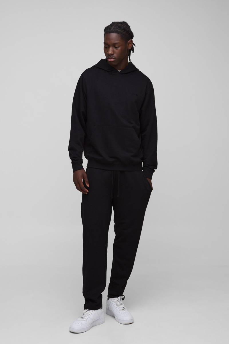 Man Basic Hoodie & lockere Jogginghose - Schwarz - XL, Schwarz von boohooman