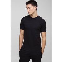 Man Basic Muscle-Fit Rundhals T-Shirt - Schwarz - M, Schwarz von boohooman