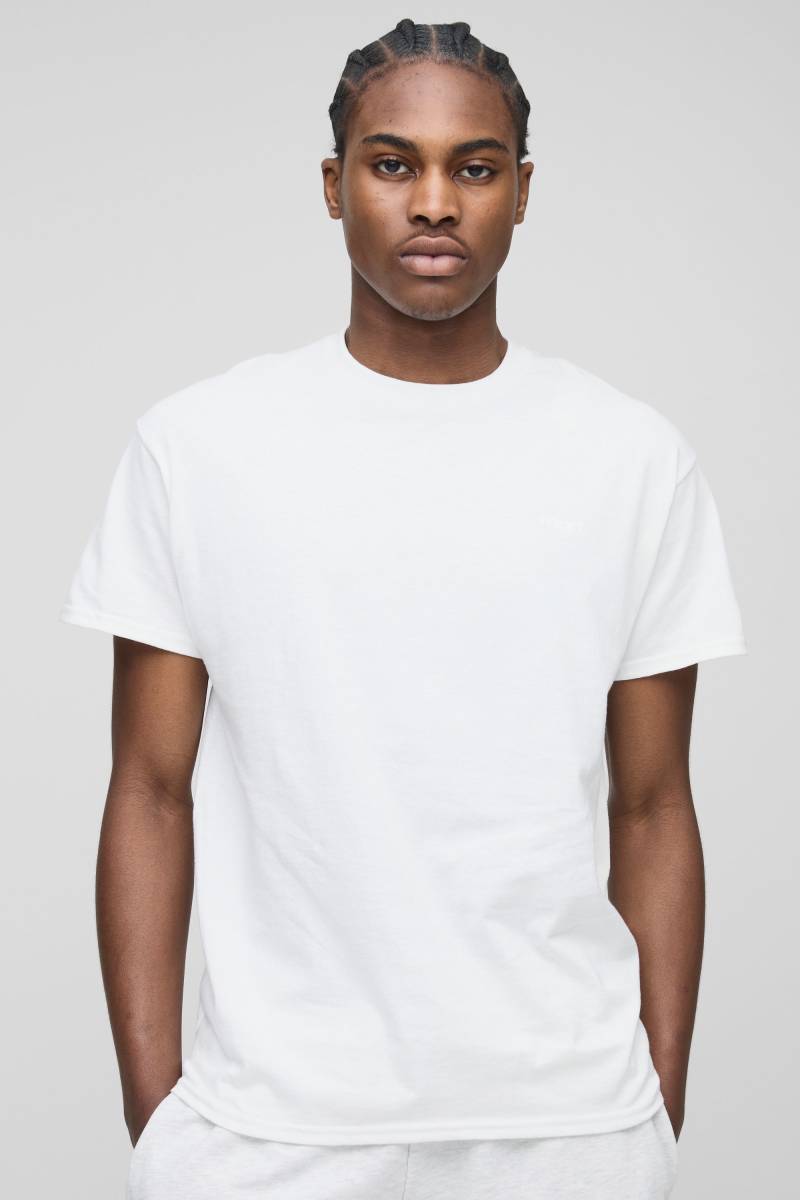 Man Basic Rundhals T-Shirt - Weiß - XL, Weiß von boohooman