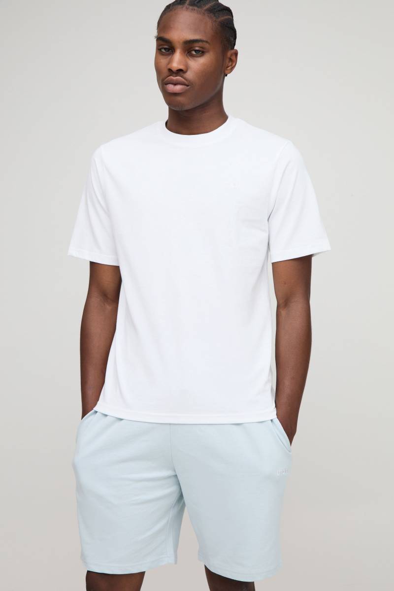 Man Besticktes T-Shirt und Shorts - Blau - XS, Blau Man Besticktes T-Shirt und Shorts - Blau - XS, Blau von boohooman