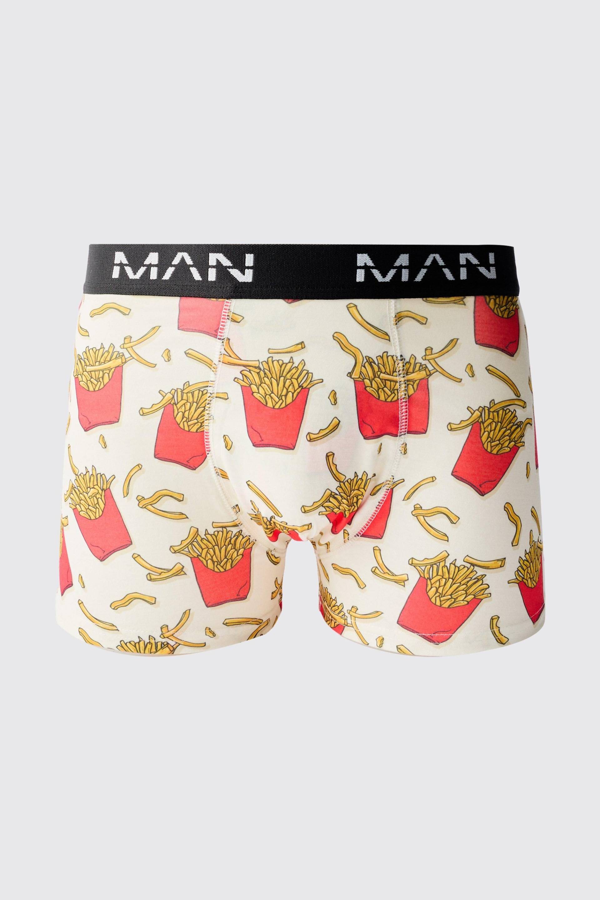 Man Boxershorts mit French Fries Print von boohooman
