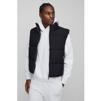 Kastige Man Steppweste mit Trichterkragen - Schwarz - XS, Schwarz Kastige Man Steppweste mit Trichterkragen - Schwarz - XS, Schwarz von boohooman