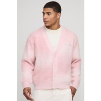 Man Boxy Fit Ombre Brushed Stripe Knitted Cardigan von boohooman