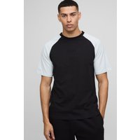 Man Colorblock Raglan T-Shirt - Schwarz - XS, Schwarz Man Colorblock Raglan T-Shirt - Schwarz - XS, Schwarz von boohooman