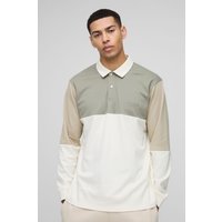 Man Colorblock Rugby-Poloshirt - Grün - XL, Grün von boohooman