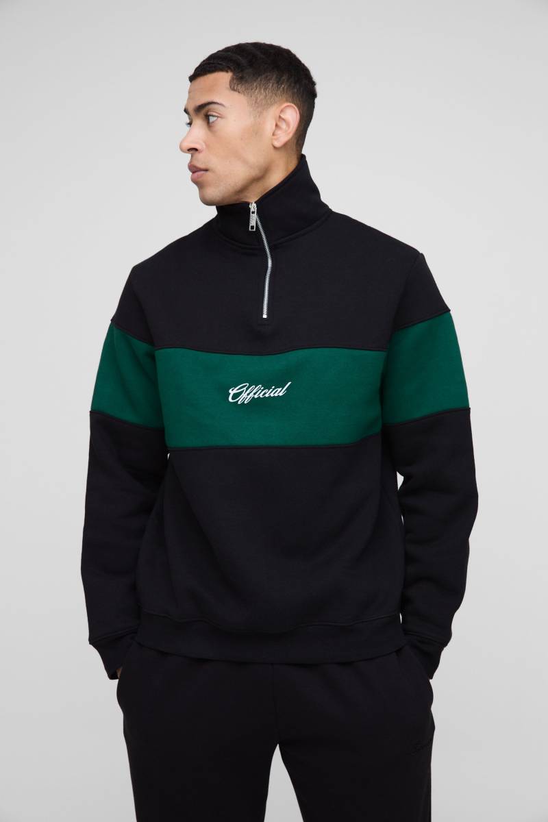 Man Colorblock Sweatshirt mit Trichterkragen und Reißverschluss von boohooman