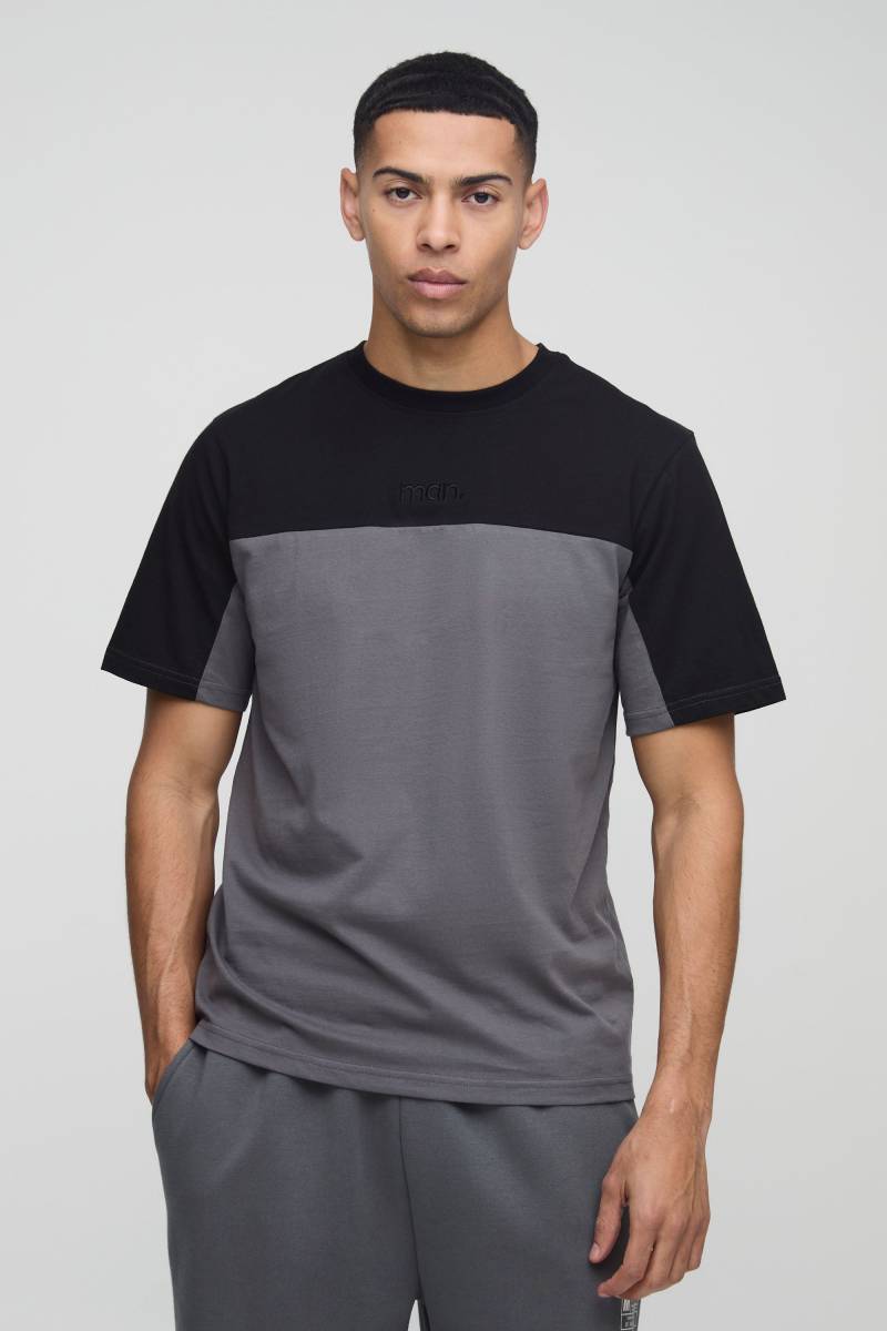 Man Colorblock T-Shirt - Schwarz - XL, Schwarz von boohooman