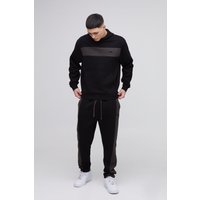 Man Colorblock Trainingsanzug mit Kapuze - Schwarz - XL, Schwarz von boohooman