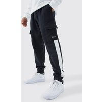 Man Gold Jogginghose mit Cargo-Taschen - Schwarz - S, Schwarz von boohooman