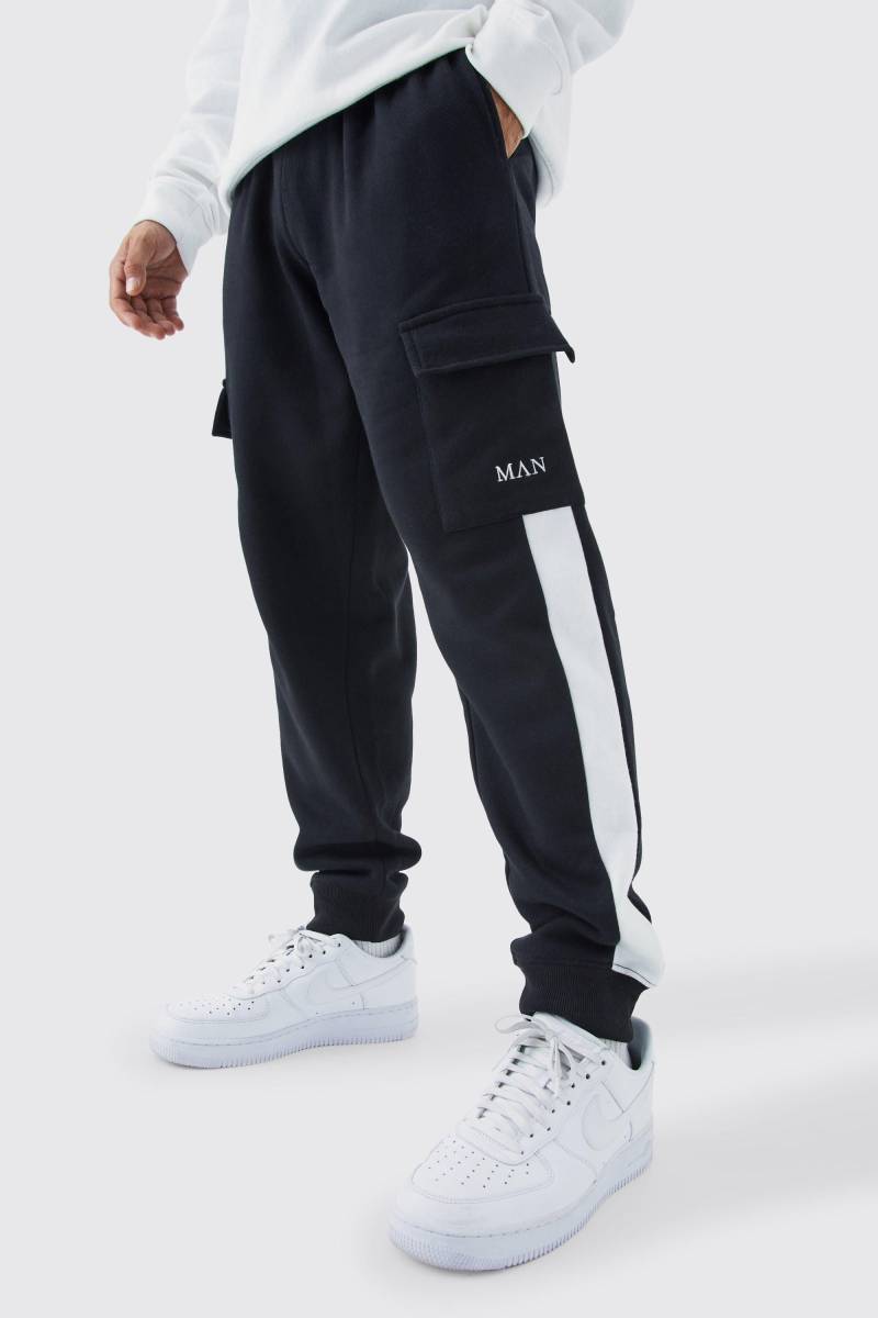 Man Gold Jogginghose mit Cargo-Taschen - Schwarz - S, Schwarz von boohooman