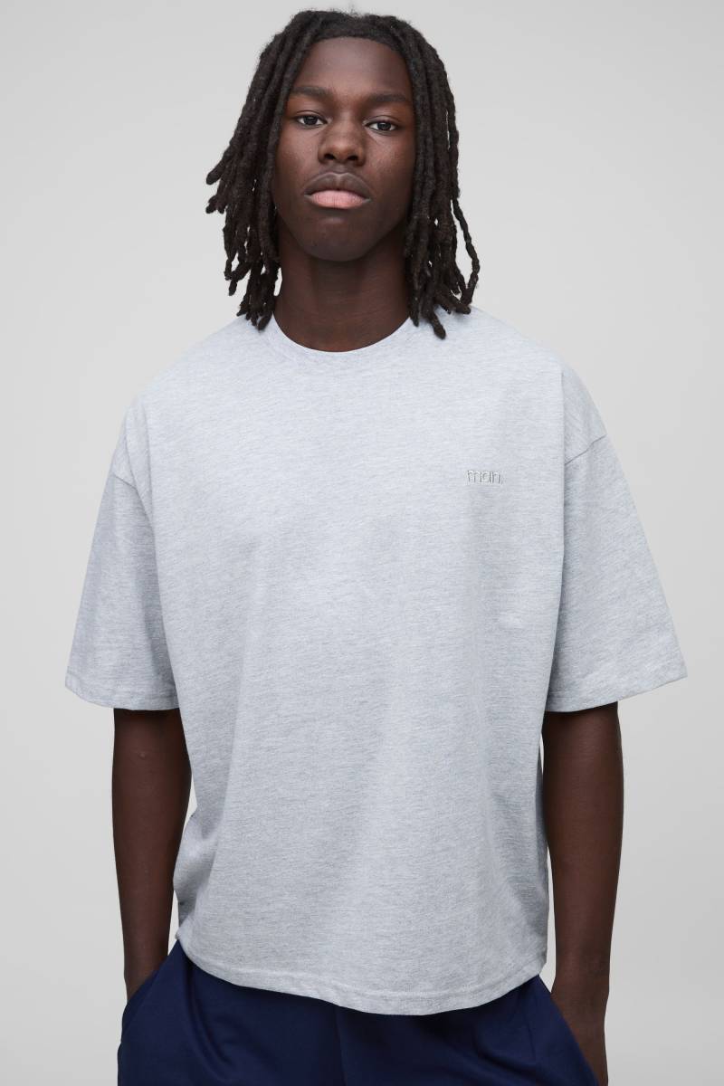 Man Kastiges Oversize Rundhals T-Shirt - Grau - XS, Grau von boohooman