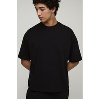 Man Kastiges Oversize Rundhals T-Shirt - Schwarz - M, Schwarz von boohooman