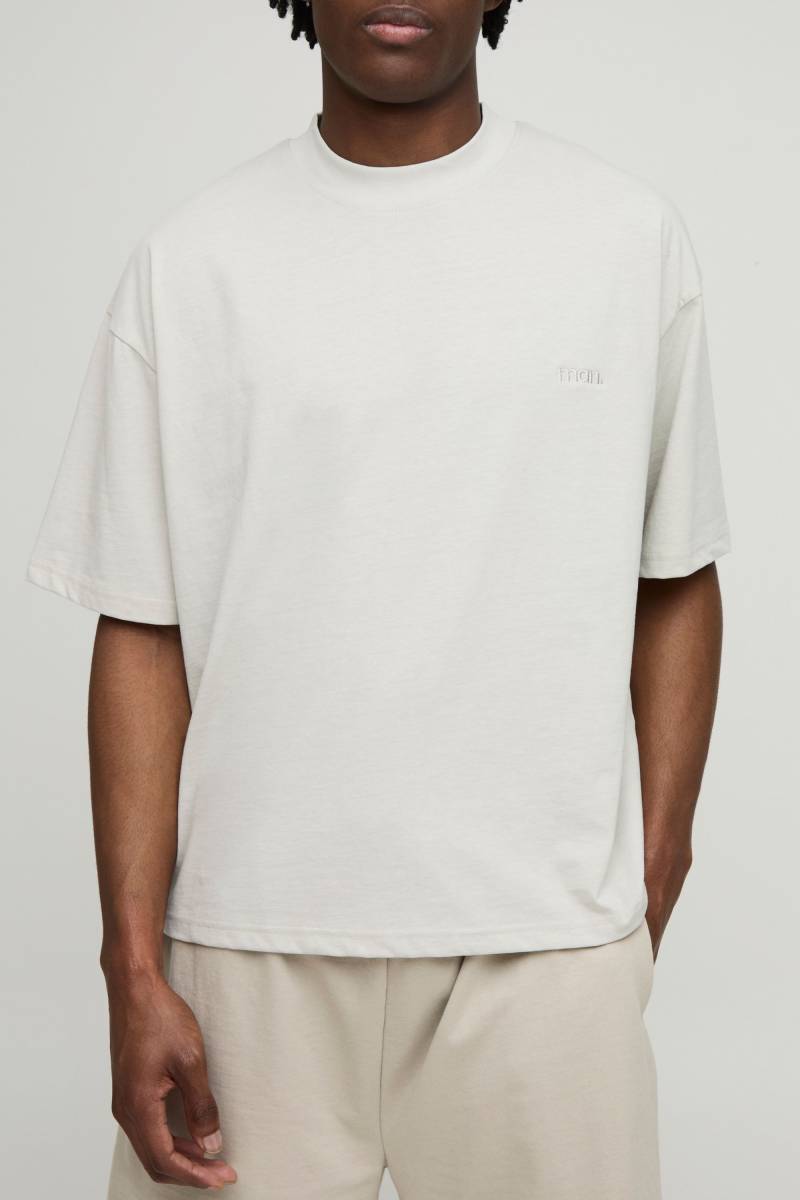 Man Kastiges Oversize T-Shirt - Grau - XL, Grau von boohooman