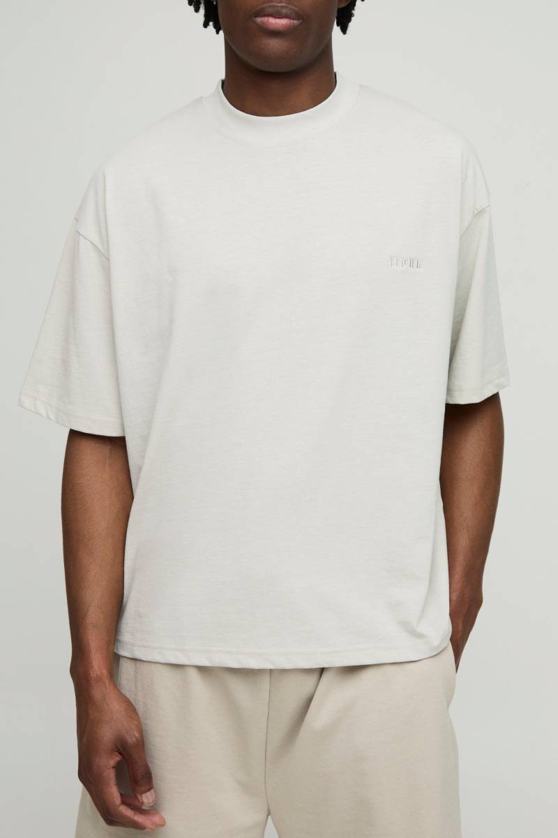 Man Kastiges Oversize T-Shirt - Grau - XS, Grau von boohooman