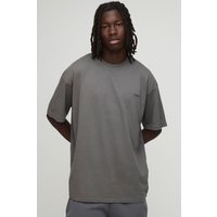 Man Oversize Rundhals T-Shirt - Grau - L, Grau von boohooman