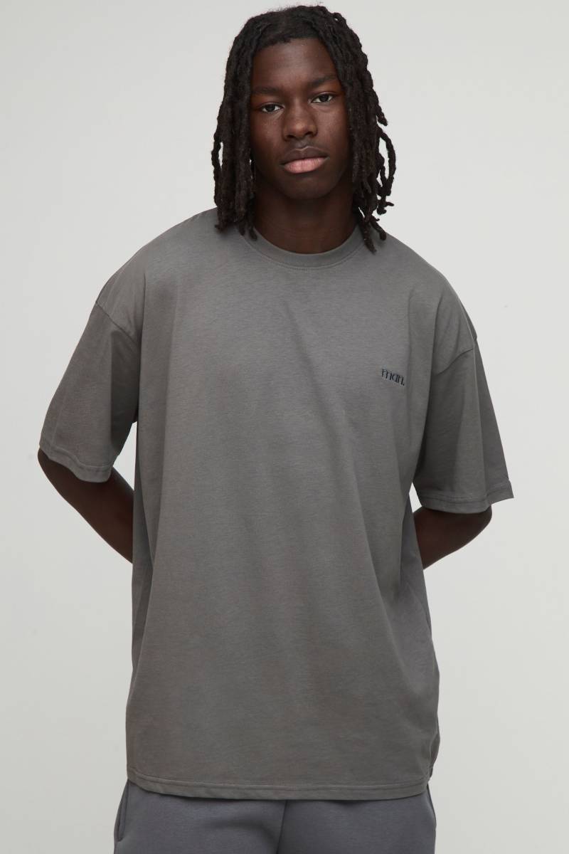 Man Oversize Rundhals T-Shirt - Grau - S, Grau von boohooman