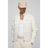 Man Racing PU-Bikerjacke - Weiß - M, Weiß von boohooman