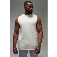 Man Regular Fit Sport-vesttop - Taupe - L, Taupe von boohooman