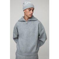 Man Relaxed Boxy Funnel Neck Wool Knitted Jumper - Grau - L, Grau Man Relaxed Boxy Funnel Neck Wool Knitted Jumper - Grau - L, Grau von boohooman