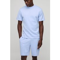 Man Scuba T-Shirt & Shorts Set - Blau - L, Blau Man Scuba T-Shirt & Shorts Set - Blau - L, Blau von boohooman
