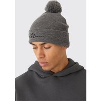 Man Signature Beanie - Grau - ONE SIZE, Grau von boohooman