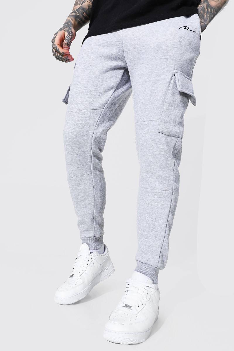 Man Signature Cargo-Jogginghose - Grau - XS, Grau von boohooman