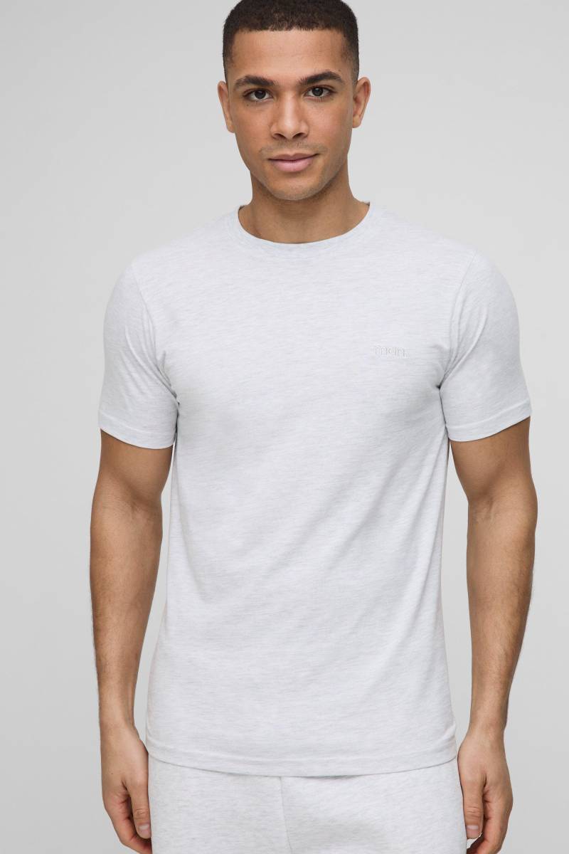 Man Slim-Fit Basic T-Shirt - Grau - XS, Grau von boohooman