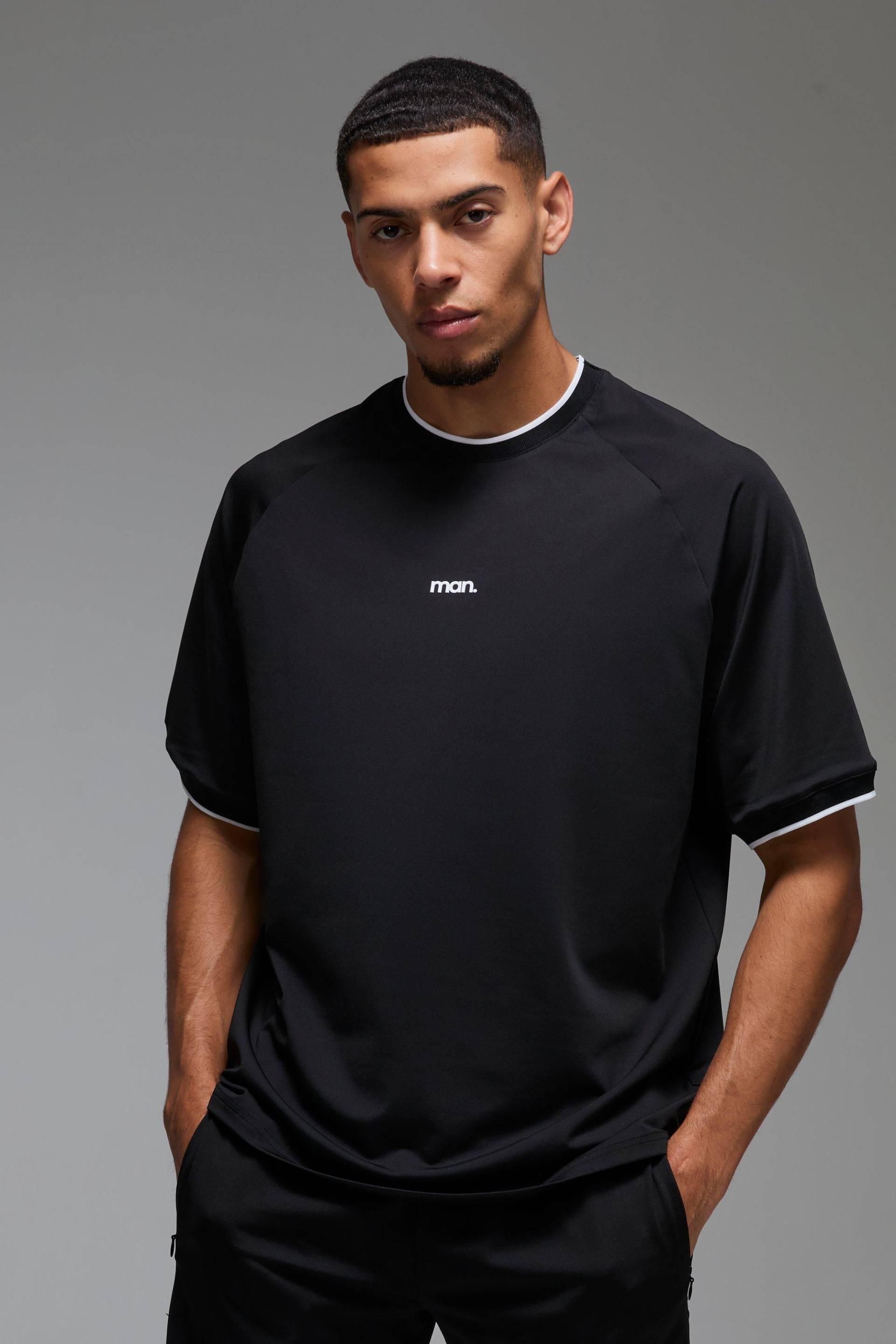 Man Sport Oversize Performance T-Shirt - Schwarz - S, Schwarz von boohooman