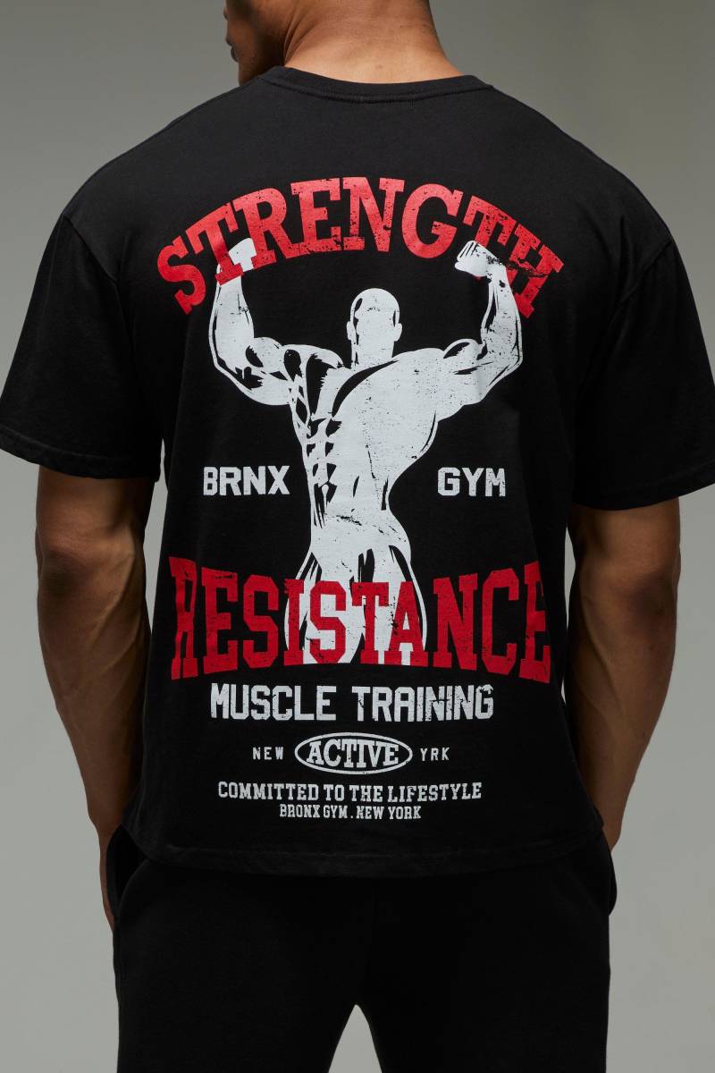 Man Strength Active & Recyceltes Oversize T-Shirt - Schwarz - M, Schwarz von boohooman