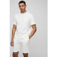 Man T-Shirt & Shorts in Waffeloptik - Ecru - XS, Ecru Man T-Shirt & Shorts in Waffeloptik - Ecru - XS, Ecru von boohooman
