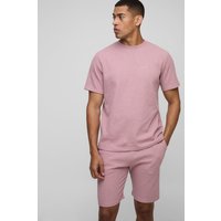 Man T-Shirt & Shorts in Waffeloptik - Rosa - M, Rosa Man T-Shirt & Shorts in Waffeloptik - Rosa - M, Rosa von boohooman