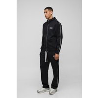 Man Trikot-Trainingsanzug mit Trichterkragen und Reißverschluss - Schwarz - S, Schwarz Man Trikot-Trainingsanzug mit Trichterkragen und Reißverschluss - Schwarz - S, Schwarz von boohooman