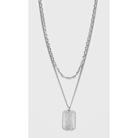 Mehrreihige Kette mit Anhänger in Form einer Hundemarke - silber - ONE SIZE, silber von boohooman