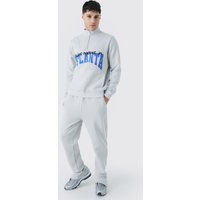 Mens 1/4 Zip Funnel Neck Atlanta Sweatshirt Tracksuit - Grau - L, Grau von boohooman