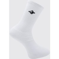 1er-Pack Socken mit Orbit-Stickerei - Weiß - ONE SIZE, Weiß von boohooman