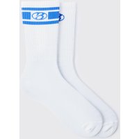 Mens 2 Pack B Sports Stripe Socks - Weiß - ONE SIZE, Weiß von boohooman