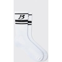 Mens 2 Pack B Varsity Sports Stripe Socks - Weiß - ONE SIZE, Weiß von boohooman