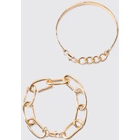 Mens 2 Pack Chain Bracelets In Gold - ONE SIZE, Gold von boohooman