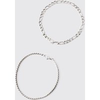 2er-Pack silberne Armbänder - ONE SIZE, Silber von boohooman