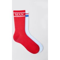 Mens 2 Pack Original Man Sports Stripe Socks - Mehrfarbig - ONE SIZE, Mehrfarbig von boohooman