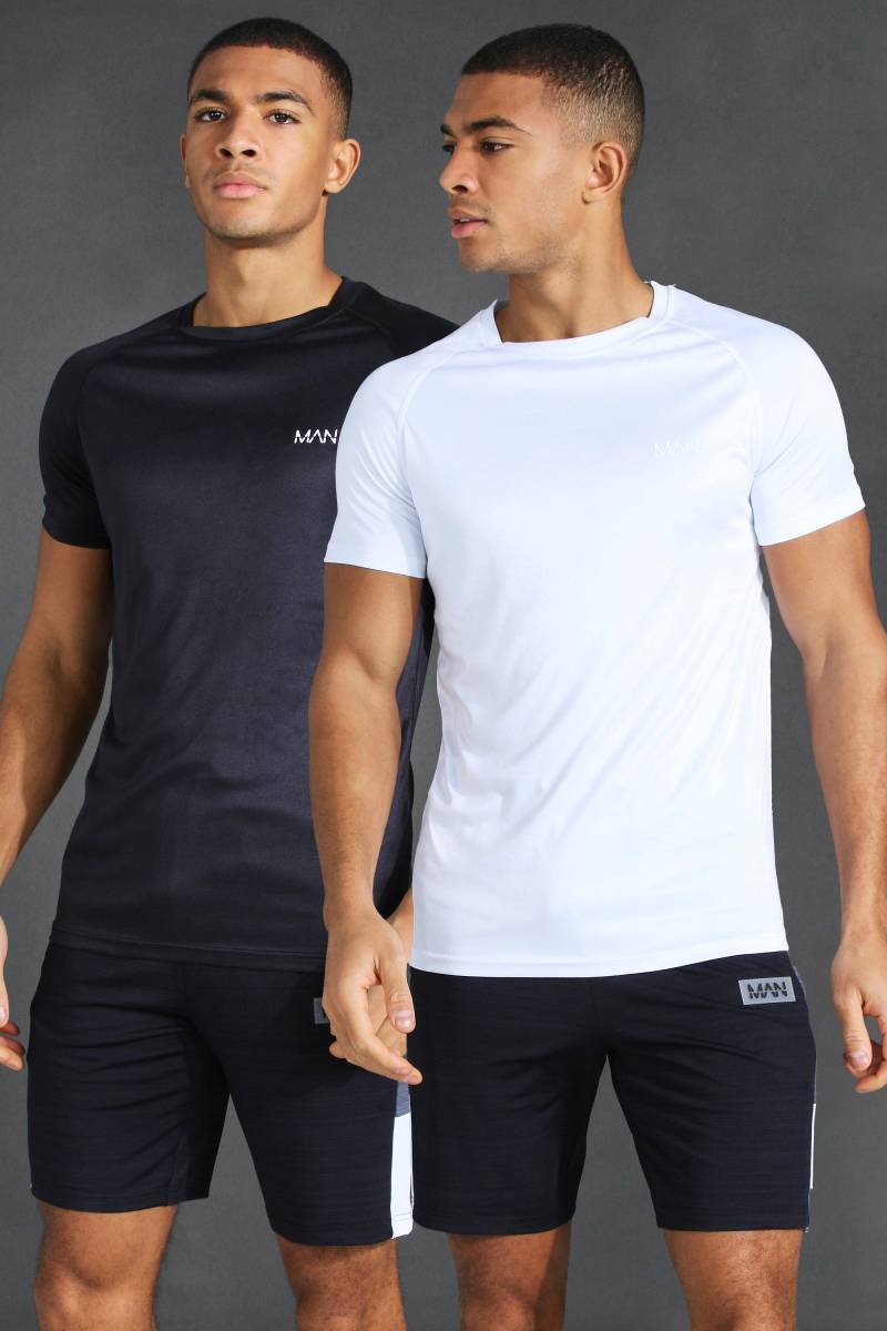 2er-Pack Man Active Gym Raglan T-Shirt - Mehrfarbig - XL, Mehrfarbig von boohooman