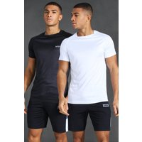 Mens 2er-Pack Man Active Gym Raglan T-Shirt - Mehrfarbig - XS, Mehrfarbig von boohooman