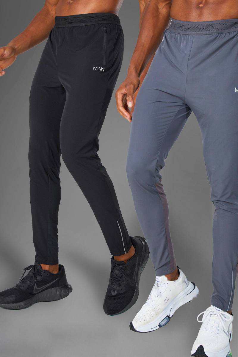 2er-Pack Man Active Jogginghosen - Schwarz - XXL, Schwarz von boohooman
