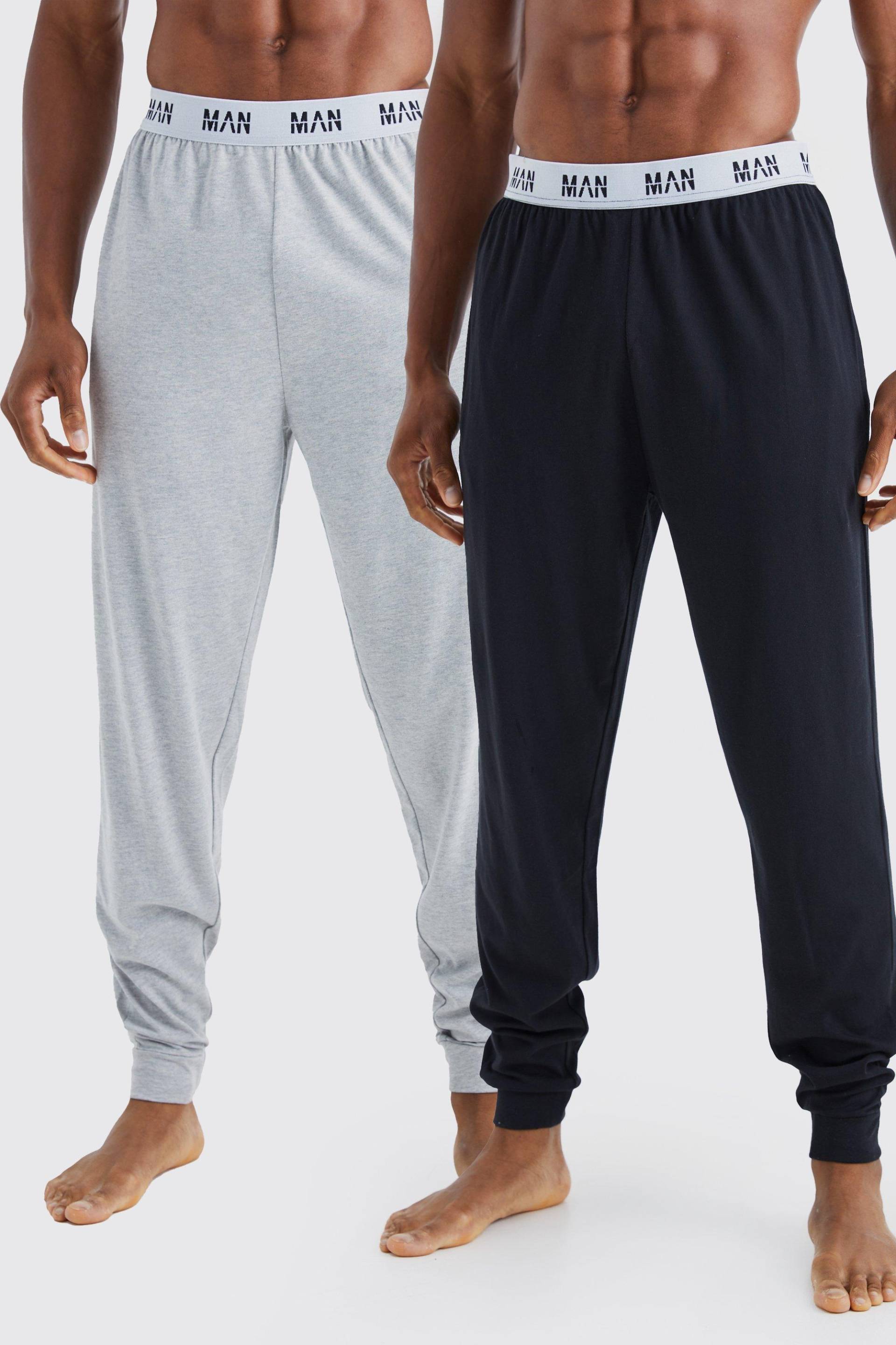 Mens 2er-Pack Man Loungewear-Jogginghose - Mehrfarbig - L, Mehrfarbig von boohooman